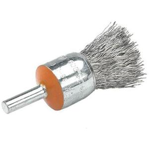 Mounted End Brush with Crimped Wires - 1/2", 0.01", Steel, 1/4", 25000