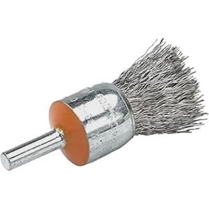 Mounted End Brush with Crimped Wires - 1/2", 0.02", Stainless Steel/Aluminum, 1/4", 25000