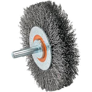 Mounted Wire Brush - 1-3/8", 1/4", 0.008", Steel, 1-1/4", 25,000
