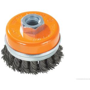 Knot-Twisted Wire Cup Brush with Ring - 4", 0.02", Steel, 5/8"-11, 8600