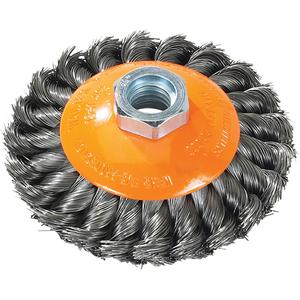 Saucer Cup Brush With Knot-Twisted Wires - 4", Steel, 5/8"-11