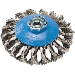 Saucer Cup Brush With Knot-Twisted Wires - 4", Steel, 5/8"-11