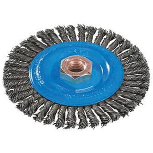 Stringer Bead Knotted Wire Brush - 4", 3/16", 0.02", Stainless Steel/Aluminum, 5/8"-11, 9000