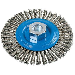 Stringer Bead Knotted Wire Brush - 4-1/2", 3/16", 0.02", Stainless Steel/Aluminum, 5/8"-11, 15000