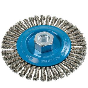 Knot-Twisted Stringer Bead Wire Wheel - 5", 1/4", 0.02", Stainless Steel/Aluminum, 5/8"-11, 15000