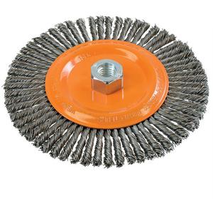 Stringer Bead Knotted Wire Brush - 6-7/8", 1/4", 0.02", Steel, 5/8"-11, 9000