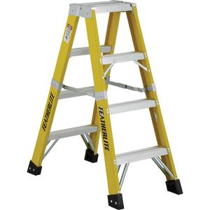 6600 Series Industrial Heavy-Duty 2-Way Stepladders - 4', Fibreglass, 300 lbs., 21.25", 37.87", 1A, 1A, 19 lbs., 23", 45"