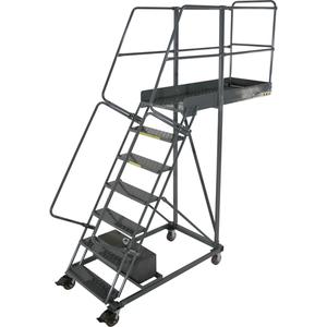 Cantilever Rolling Ladders - Steel, Unsupported, 10, 14", 100", Perforated, 24", 97", 71", 32"