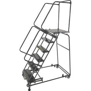 Weight Actuated Lockstep Rolling Ladders - 10, 100", 14", 24", Steel, Perforated, 133", 74", 32"