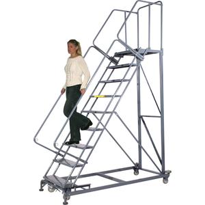 Heavy-Duty Stairway Slope Ladders - Steel, 10, 100", 14", Perforated, 50°, 24", 133", 32", 90"