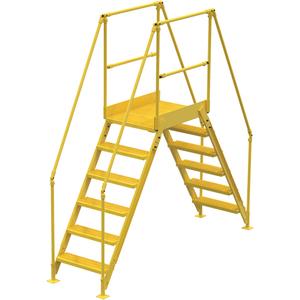 Crossover Ladder - 104", 60", 36", 24", Yellow powder coat finish, 500 lbs., 6, 7"
