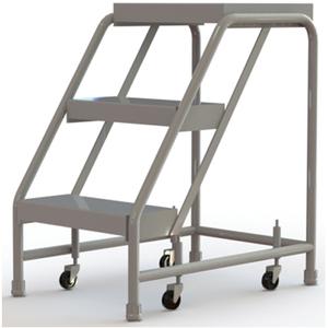 Rolling Ladder - 3, 30", 14", 16", Aluminum, Ribbed, 16", 30", 21", No