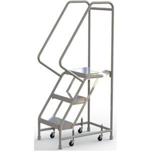 Rolling Ladder - 3, 30", 14", 16", Aluminum, Ribbed, 16", 31", 21", Yes