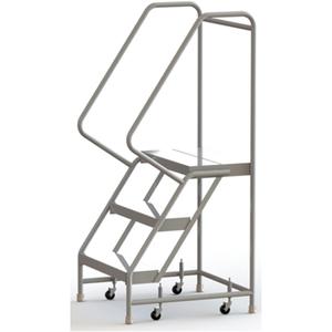 Rolling Ladder - 3, 30", 14", 24", Aluminum, Ribbed, 24", 31", 29", Yes