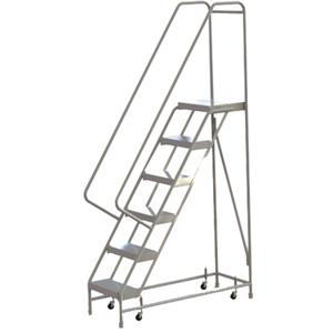 Rolling Ladder - 6, 60", 14", 16", Aluminum, Ribbed, 16", 51", 26", Yes