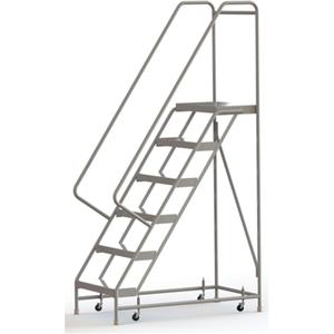Rolling Ladder - 6, 60", 14", 24", Aluminum, Ribbed, 24", 51", 32", Yes