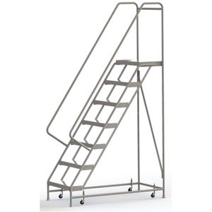 Rolling Ladder - 7, 70", 14", 24", Aluminum, Ribbed, 24", 57", 32", Yes