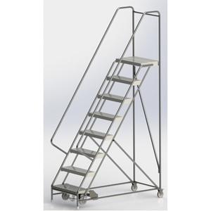 Rolling Ladder - 8, 80", 14", 24", Aluminum, Ribbed, 24", 60", 33", Yes