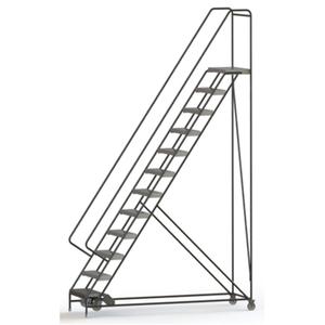 Rolling Ladder - 12, 120", 14", 24", Aluminum, Ribbed, 24", 86", 33", Yes