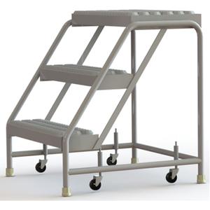 Rolling Ladder - 3, 30", 14", 24", Aluminum, Serrated, 24", 30", 28", No
