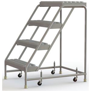 Rolling Ladder - 4, 40", 14", 24", Aluminum, Serrated, 24", 36", 29", No