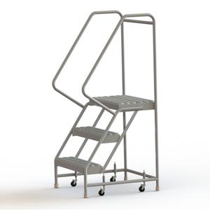 Rolling Ladder - 3, 30", 14", 24", Aluminum, Serrated, 24", 31", 29", Yes