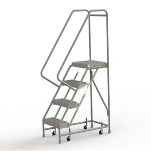 Rolling Ladder - 4, 40", 14", 16", Aluminum, Serrated, 16", 37", 21", Yes