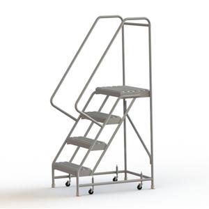 Rolling Ladder - 4, 40", 14", 24", Aluminum, Serrated, 24", 37", 30", Yes