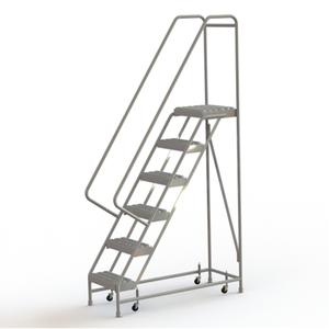 Rolling Ladder - 6, 60", 14", 16", Aluminum, Serrated, 16", 51", 25", Yes