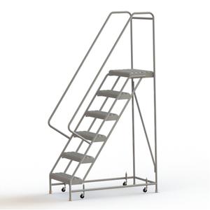 Rolling Ladder - 6, 60", 14", 24", Aluminum, Serrated, 24", 51", 33", Yes
