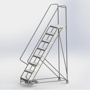 Rolling Ladder - 8, 80", 14", 24", Aluminum, Serrated, 24", 60", 33", Yes