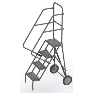 Steel Rolling Ladder - 4, 40", 16", Steel, 39.5", 29", 70", Semi-Pneumatic