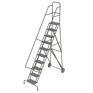 Rolling Ladder - Steel, 10, 106", 10", 16", Serrated, 16", 77", 36", Yes