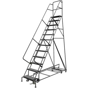 All Directional Rolling Ladder - 12, 120", 10", Steel, 24", Perforated, 24", 89", 35", Yes