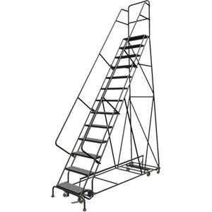 All Directional Rolling Ladder - 13, 130", 10", Steel, 24", Perforated, 24", 95", 40", Yes