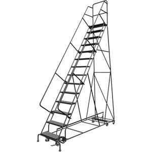 All Directional Rolling Ladder - 14, 140", 10", Steel, 24", Perforated, 24", 102", 40", Yes