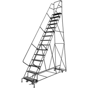 All Directional Rolling Ladder - 15, 150", 10", Steel, 24", Perforated, 24", 109", 40", Yes