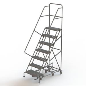 All Directional Rolling Ladder - 7, 70", 10", Steel, 24", Serrated, 24", 56", 35", Yes