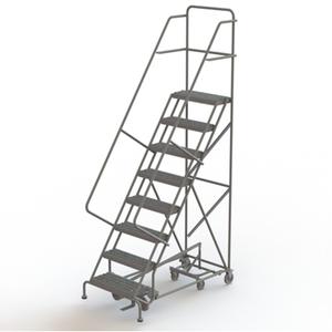 All Directional Rolling Ladder - 8, 80", 10", Steel, 24", Serrated, 24", 63", 35", Yes
