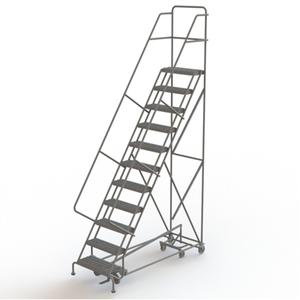 All Directional Rolling Ladder - 11, 110", 10", Steel, 24", Serrated, 24", 82", 35", Yes
