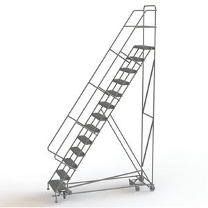 All Directional Rolling Ladder - 13, 130", 10", Steel, 24", Serrated, 24", 95", 40", Yes