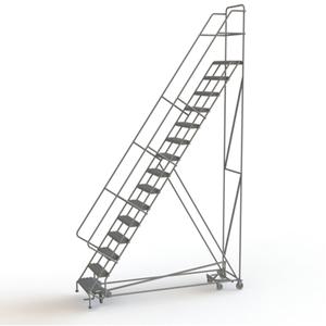 All Directional Rolling Ladder - 15, 150", 10", Steel, 24", Serrated, 24", 109", 40", Yes