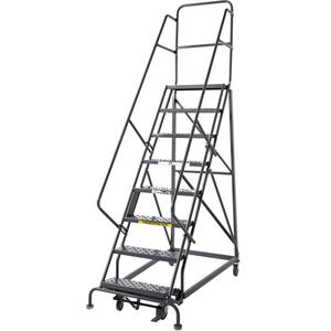 Heavy Duty Rolling Ladder - 8, 80", 10", 24", Steel, Perforated, 24", 63", 34", Yes