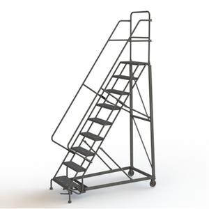 Heavy Duty Rolling Ladder - 9, 90", 10", 24", Steel, Perforated, 24", 70", 34", Yes