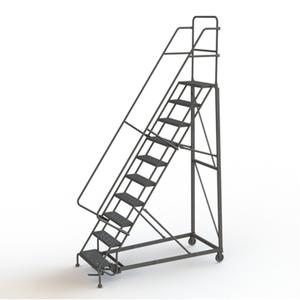 Heavy Duty Rolling Ladder - 10, 100", 10", 24", Steel, Perforated, 24", 77", 34", Yes