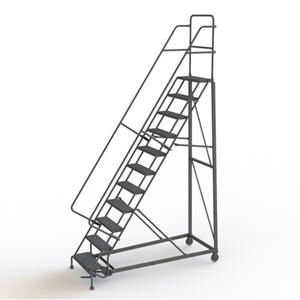Heavy Duty Rolling Ladder - 11, 110", 10", 24", Steel, Perforated, 24", 83", 34", Yes