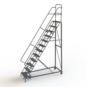 Heavy Duty Rolling Ladder - 12, 120", 10", 24", Steel, Perforated, 24", 90", 34", Yes