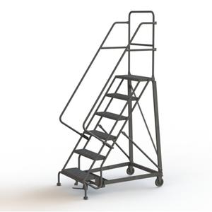 Heavy Duty Rolling Ladder - 6, 60", 10", 24", Steel, Serrated, 24", 50", 34", Yes