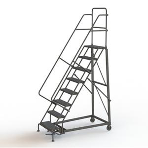 Heavy Duty Rolling Ladder - 8, 80", 10", 24", Steel, Serrated, 24", 63", 34", Yes