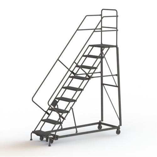 Heavy Duty Safety Slope Ladder - Steel, 9, 90", 17", Perforated, 24", 24", 91", 34", 50